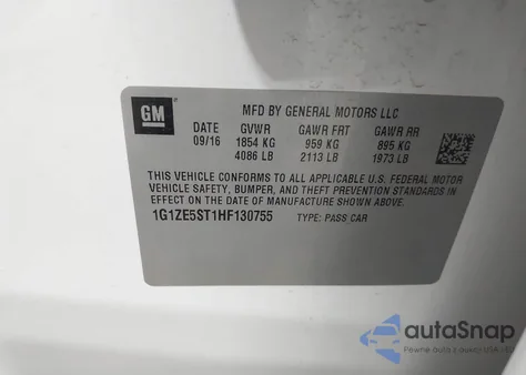 2017 Chevrolet Malibu 1Lt z USA, uszkodzony, nr VIN 1G1ZE5ST1HF130755